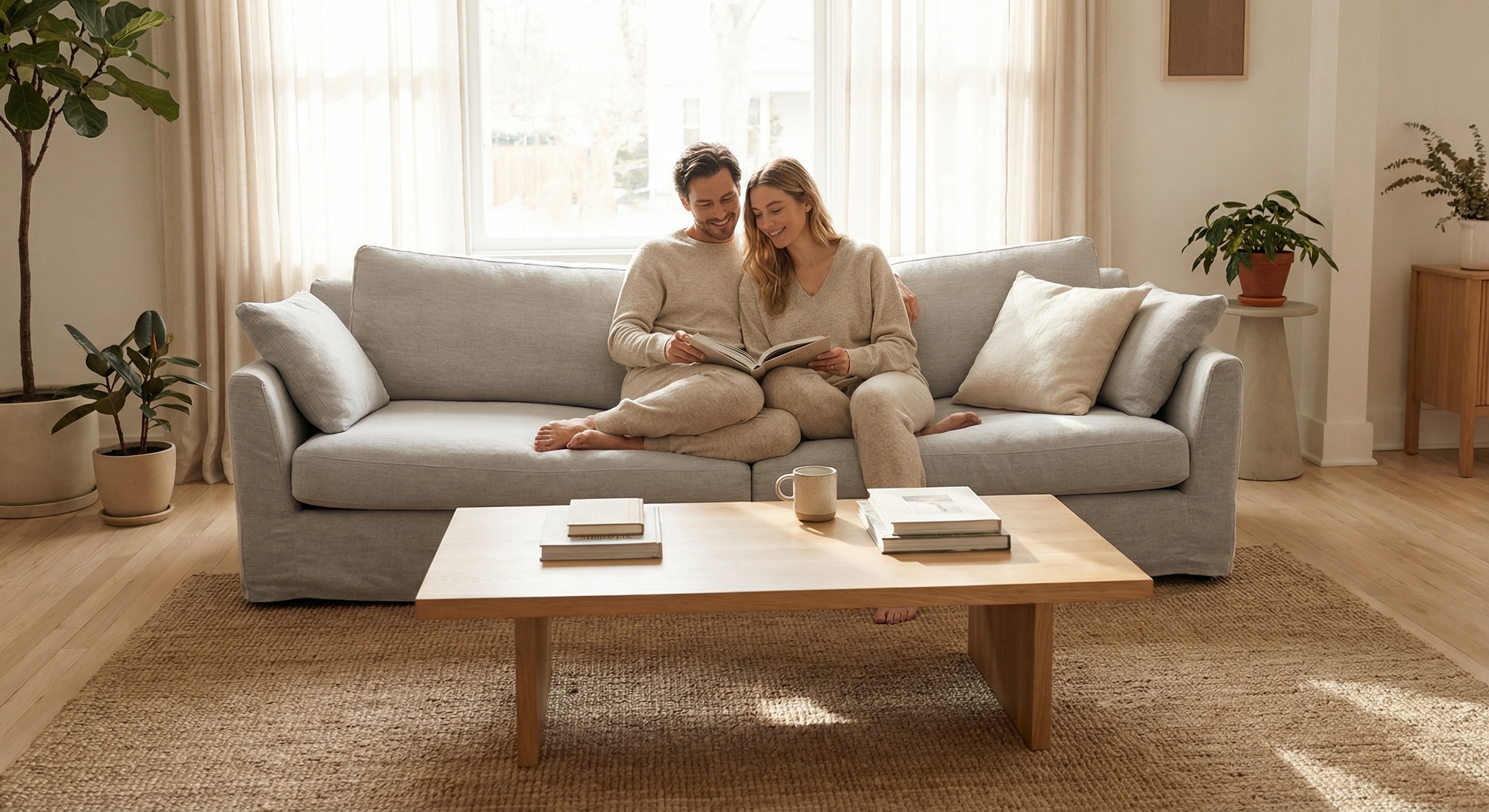 Couple en homewear confortable